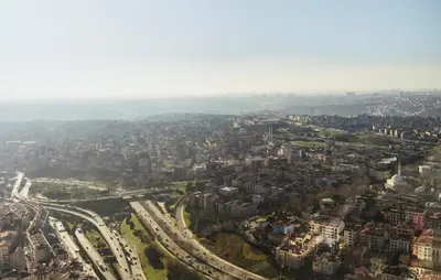 an aerial view of a city with traffic at Gorgeous Bright Studio Parking PoolViews! #135 in Istanbul