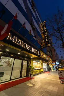 a store front of a mexico hotel at night at Meros Hotel in Istanbul