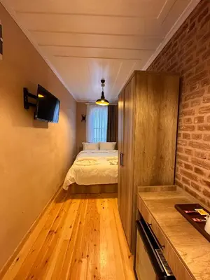 a bedroom with a bed and a television in a room at Lovely History in Istanbul