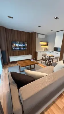a living room with a couch and a table at La Mia Suites in Istanbul