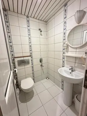 a small bathroom with a toilet and a sink at Hotel Nayla in Istanbul
