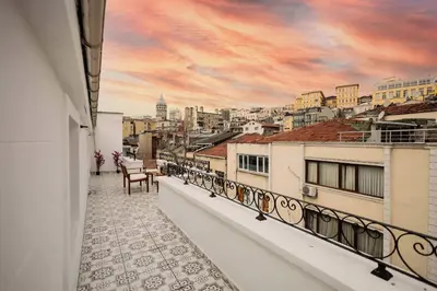 a balcony with a view of a city at Selvese Suites, Serviced Living in Galata in Istanbul