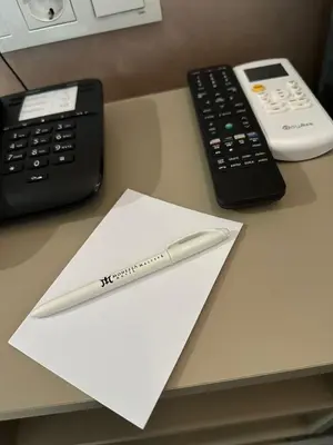 a pen on a piece of paper next to a calculator at Monezza Maltepe Rezidans in Istanbul