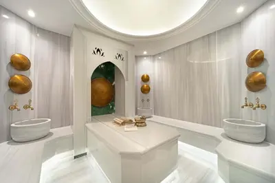 a bathroom with two sinks and a large window at Bentley Hotel Old City-Special Class in Istanbul