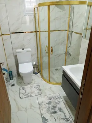 a bathroom with a shower and a toilet and a sink at beyzade apart hotel in Istanbul