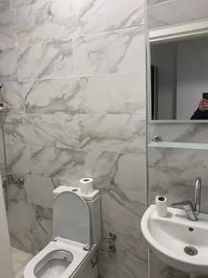 a bathroom with a toilet and a sink and a mirror at YENİkapı hotel in Istanbul