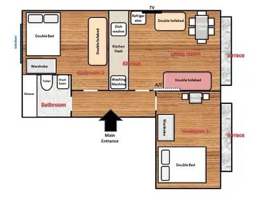 a floor plan of a house at Istanberry - Paradise Two Bedroom Apartments in Istanbul