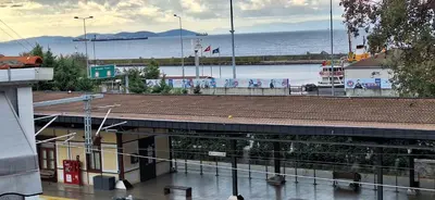 a view of a harbor with a boat in the water at BOLCELLO HOTEl in Istanbul