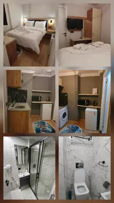 a collage of four pictures of a hotel room at BOLCELLO HOTEl in Istanbul