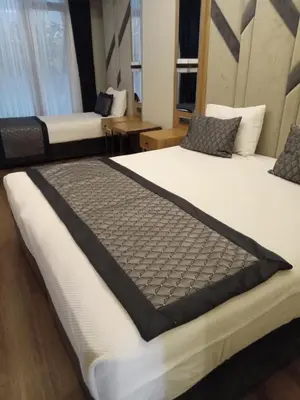 two beds in a room with a large bed sidx sidx sidx at Sultanahmet Newport Hotel in Istanbul