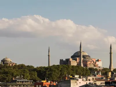 a view of a city with mosques and buildings at Manesol Old City Bosphorus in Istanbul