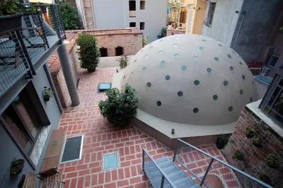 a large spheres object on a city street at Hammamhane Hotel in Istanbul