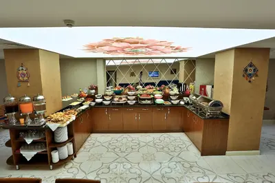 a buffet in a hotel with a lot of food at Edibe Sultan Hotel in Istanbul