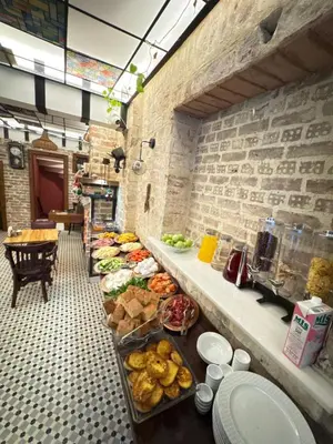 a kitchen with a buffet of food on a counter at Veva Homes in Istanbul