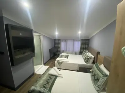 a small room with a bed and a television at Sirkeci Esen Apart in Istanbul
