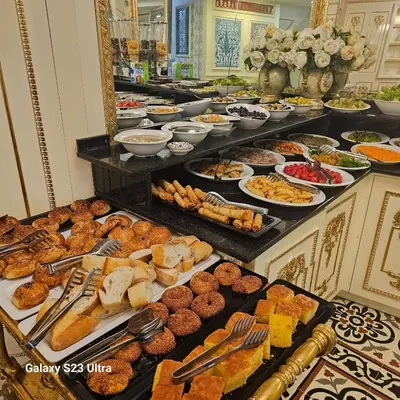 a buffet filled with lots of different types of food at Hatay Hotel in Istanbul