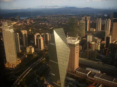 a tall building in the middle of a city at TownHouse Istanbul in Istanbul