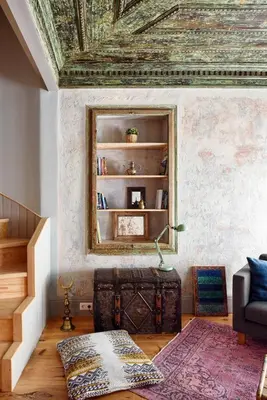 a living room with a mirror and a couch at Golden Horn Views from The Saffron House in Old Istanbul in Istanbul