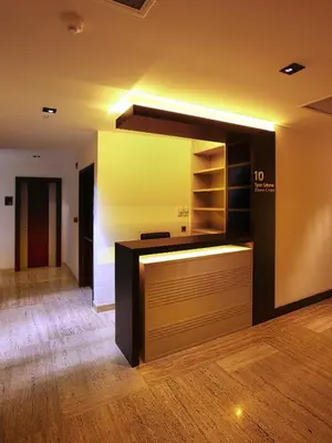a room with a kitchen with a large mirror at The Leos Residence in Istanbul