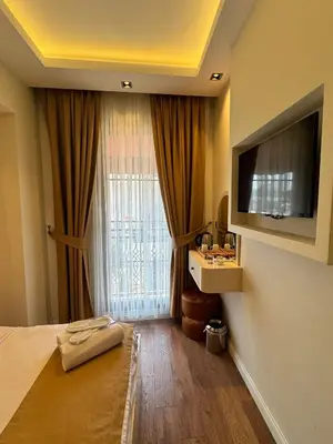 a hotel room with a bed and a flat screen tv at Garden Elisa Hotel in Istanbul