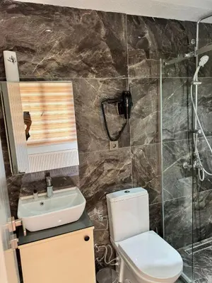 a bathroom with a toilet and a sink and a shower at Garden Elisa Hotel in Istanbul