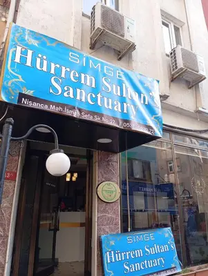a sign on the front of a store at Simge in Istanbul