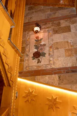 an overhead view of a tile floor with stars on it at The Astra Hotel in Istanbul