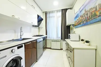 a kitchen with a washer and dryer in it at Excellent Apartments Fatih Serenity in Istanbul