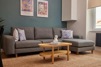 a living room with a couch and a coffee table at Charming 3BR 2Bath AC in Center - Santur D8 in Istanbul