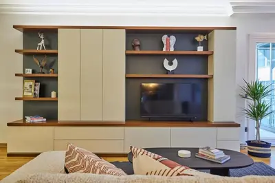 a living room with a tv and a couch at Stunning Apartment in Bebek - Manolya8 in Istanbul