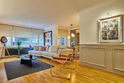 a living room with a couch and a table at Stunning Apartment in Bebek - Manolya8 in Istanbul