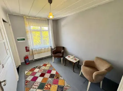 a living room with a chair and a table at Yildirim's Home in Istanbul