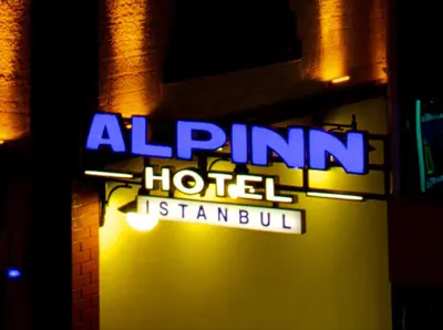 a sign for a alphinn hotel stanpool at Alpinn Hotel Istanbul in Istanbul
