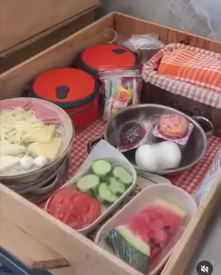 a lunch box with vegetables and other food items at Club Armada Bungalow Hotel Sapanca in Sapanca