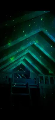 a view of a ceiling with green lights on it at Kackar Kamp istanbul in Domalı