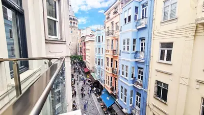 a view of a city street from a window at Excellent Apartments Galata in Istanbul