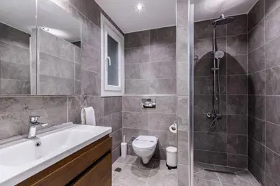 a bathroom with a sink and a toilet and a shower at Cute Private Garden 2BD2Bath Quaint Home! #366 in Istanbul