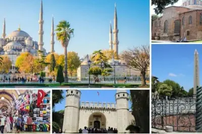 a collage of photos of a mosque and a building at Özdemir Apart - Sultanahmet in Istanbul