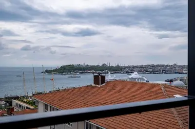 a view of a harbor with boats in the water at Modern Two-Bedroom Flat with Stunning Bosphorus View in Istanbul