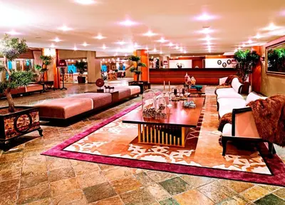 a large living room with couches and tables at Ağaoğlu My Mountain in Uludag