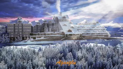 a building on top of a snow covered mountain at Ağaoğlu My Mountain in Uludag