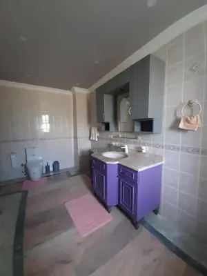 a bathroom with a purple sink and a toilet at Kilyos Serendipity in Sarıyer