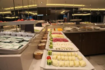 a buffet line with many different types of food at Fimka Hotel in Istanbul