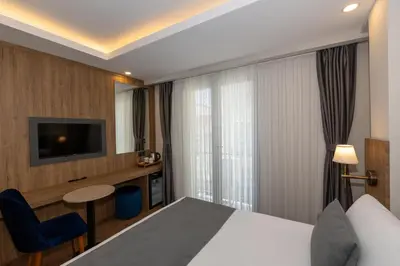a hotel room with a bed and a television at Harmony Hotel Istanbul & SPA in Istanbul