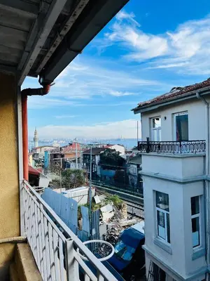 a balcony with a view of a city at Nuray Hotel in Istanbul