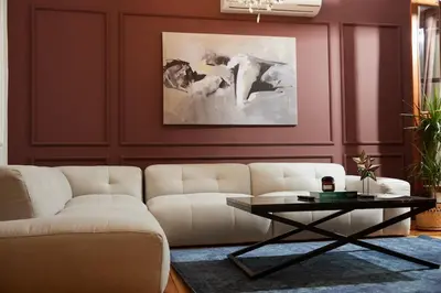 a living room with a couch and a table at Spacious 2BR w AC Lift in Taksim - Kurabiye D2 in Istanbul