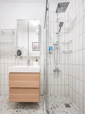 a bathroom with a sink and a shower at Stay Beyond the Bosphorus #6 in Istanbul