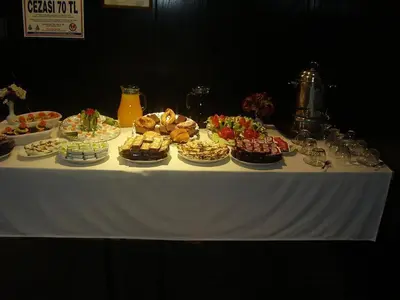 a table with many different types of food on it at Hotel Padova in Istanbul