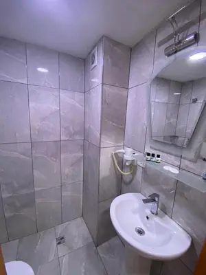 a bathroom with a sink and a mirror at Tree House Otel in Istanbul