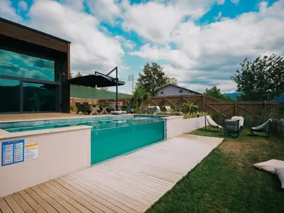 a swimming pool in the backyard of a house at Casa Vera Villa in Sakarya